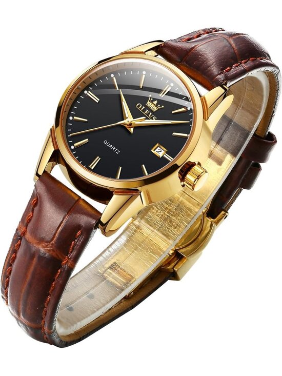 OLEVS Accessories - Olevs Womens Black Dial Brown Leather Analog Waterproof Reloj Mujer Luxury Watch